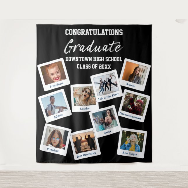 Black White Graduate Insta Photo School Nicknames Tapestry (Front)