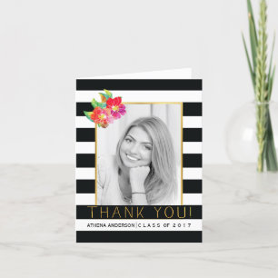 Black, white graduation 2017 pink Thank You photo