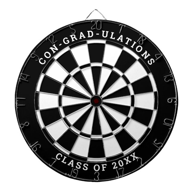 Black & White Graduation | Custom Text Dartboard (Front)