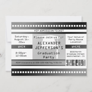 Black/White Graduation Party Admission Ticket Invitation