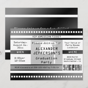 Black/White Graduation Party Admission Ticket Invitation