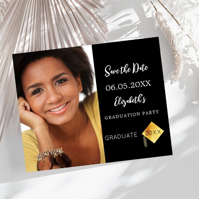 Black white Graduation Party Save the Date budget Flyer (Creator Uploaded)