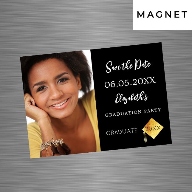 Black white Graduation Party Save the Date magnet (Creator Uploaded)