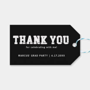 Black White Graduation Party Thank You Gift Tags