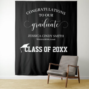 Black & White Graduation Photo Booth Prop Tapestry