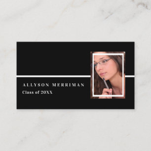 Black White Graduation Photo Insert Name Cards