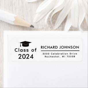 Black White Graduation Return Address 