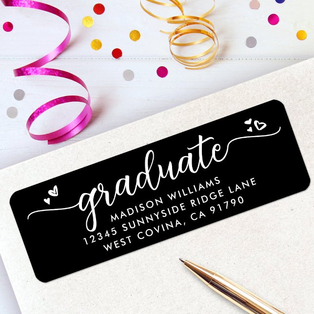 Black White Graduation Script Heart Modern Address (Creator Uploaded)