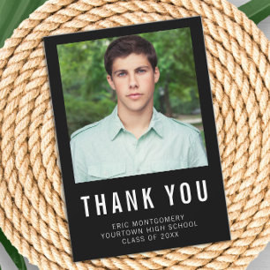 Black White Graduation Thank You Photo