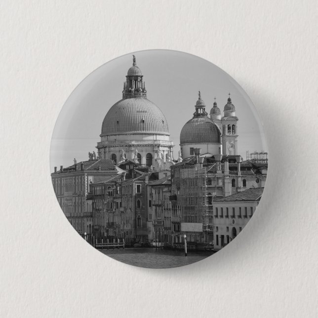Black White Grand Canal Venice Italy Travel 6 Cm Round Badge (Front)