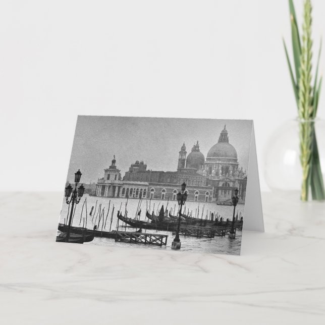 Black White Grand Canal Venice Italy Travel Card (Front)