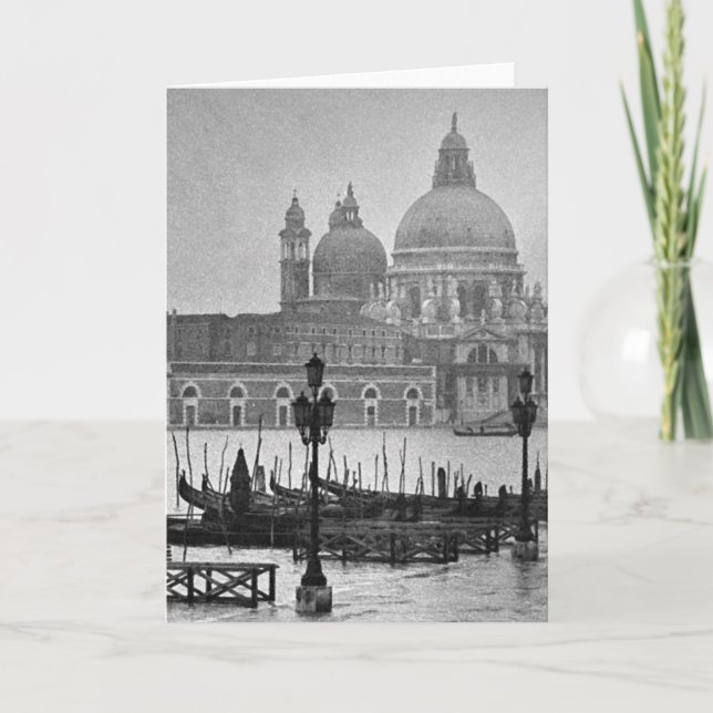 Black White Grand Canal Venice Italy Travel Card (Front)