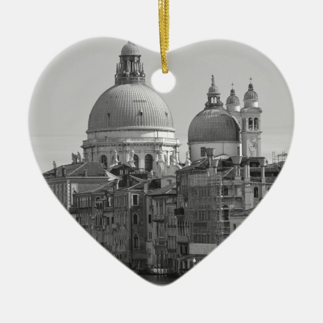 Black White Grand Canal Venice Italy Travel Ceramic Tree Decoration (Front)