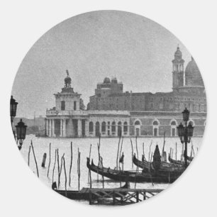 Black White Grand Canal Venice Italy Travel Classic Round Sticker