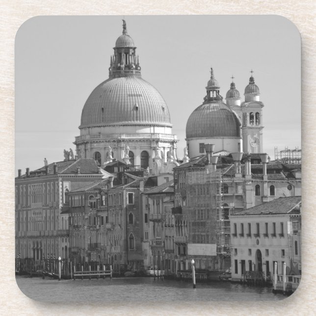 Black White Grand Canal Venice Italy Travel Coaster (Front)
