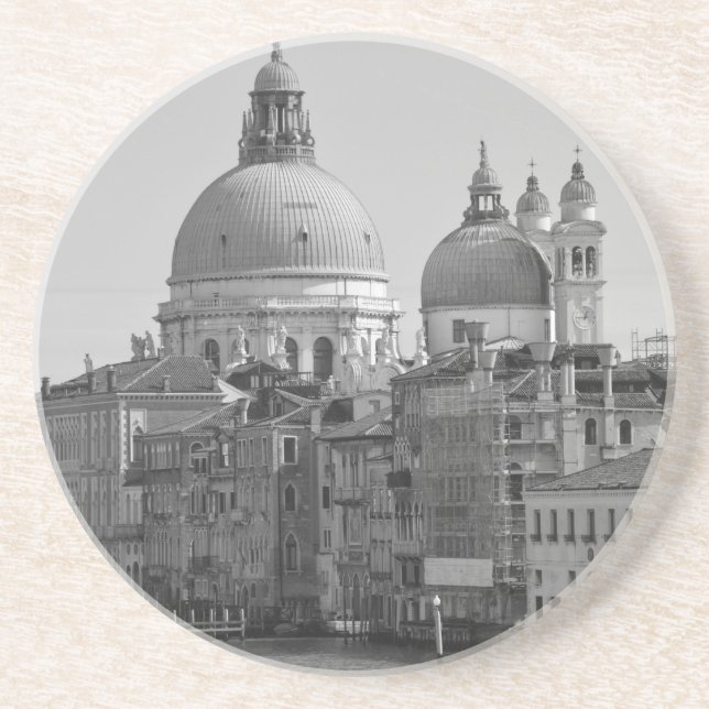 Black White Grand Canal Venice Italy Travel Coaster (Front)