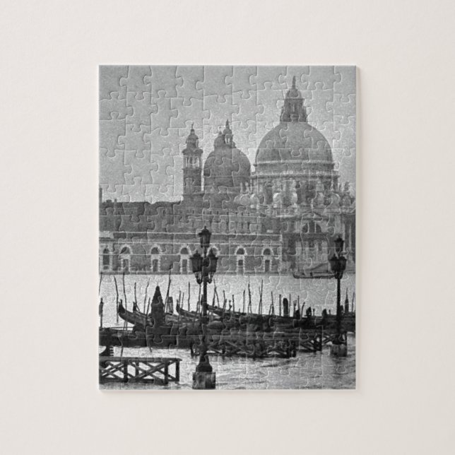 Black White Grand Canal Venice Italy Travel Jigsaw Puzzle (Vertical)