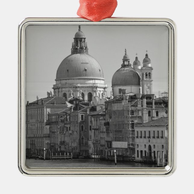 Black White Grand Canal Venice Italy Travel Metal Tree Decoration (Front)