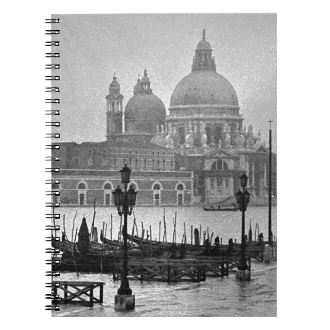 Black White Grand Canal Venice Italy Travel Notebook (Front)
