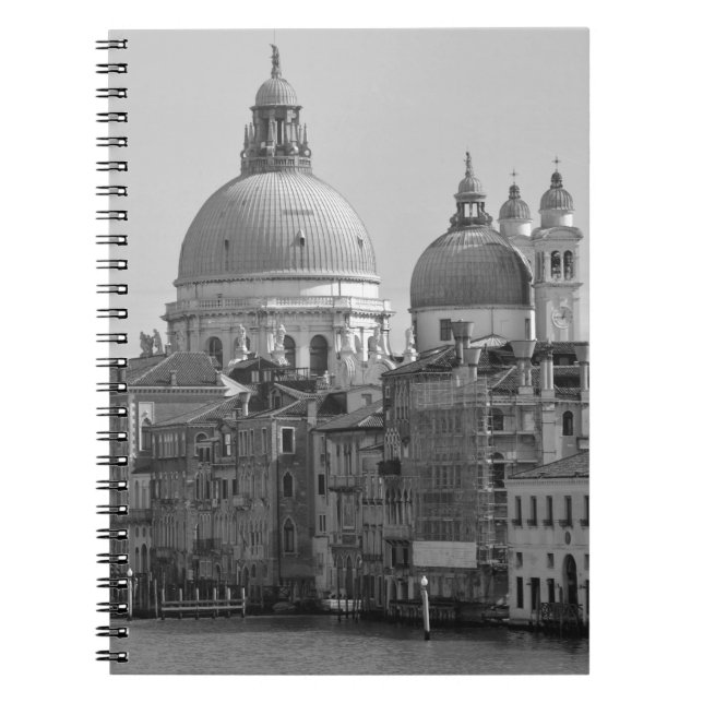 Black White Grand Canal Venice Italy Travel Notebook (Front)