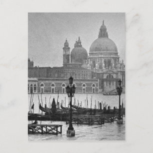 Black White Grand Canal Venice Italy Travel Postcard
