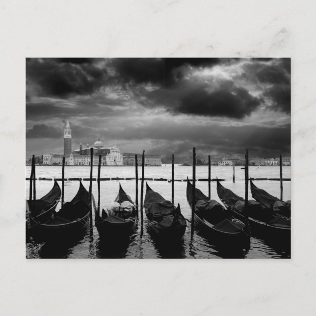 Black White Grand Canal Venice Italy Travel Postcard (Front)