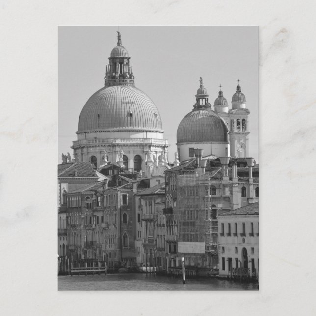 Black White Grand Canal Venice Italy Travel Postcard (Front)