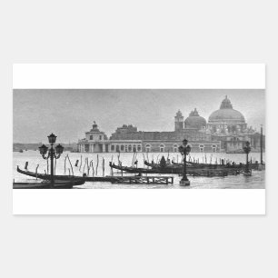 Black White Grand Canal Venice Italy Travel Rectangular Sticker