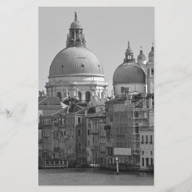 Black White Grand Canal Venice Italy Travel Stationery (Front)
