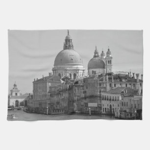Black White Grand Canal Venice Italy Travel Tea Towel