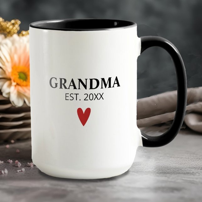 Black White Grandma Birth Announcement Mug (Creator Uploaded)