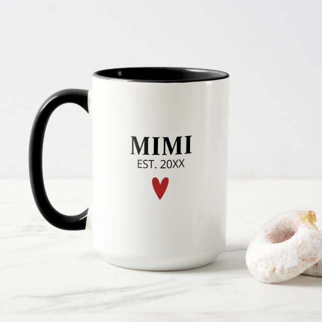 Black White Grandma Birth Announcement Mug (With Donut)