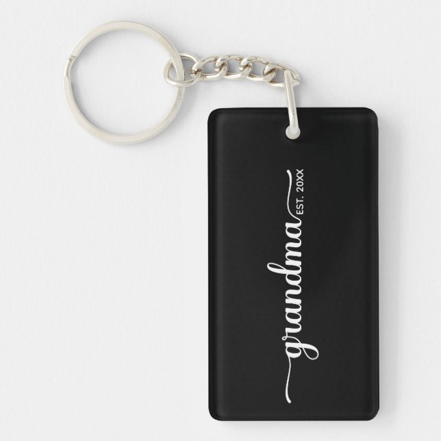 Black & White Grandma Established  Key Ring (Front)
