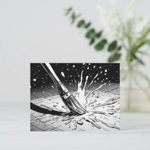 Black White Graphic Style Brush Paint Splotch Postcard