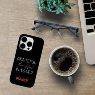 BLACK & WHITE GRATEFUL THANKFUL BLESSED QUOTE Case-Mate iPhone 14 PRO CASE