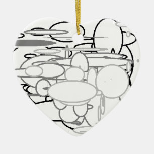 Black White Gray Circles, Digital Art by Kids :) Ceramic Tree Decoration