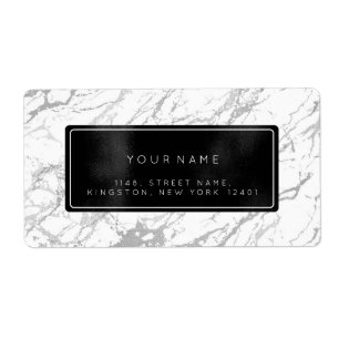 Black White Gray Marble Return Address Labels