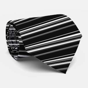 Black White Gray Striped Pattern Tie