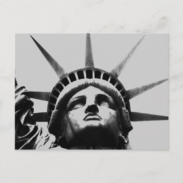 Black & White Grayscale Statue of Liberty Postcard (Front)