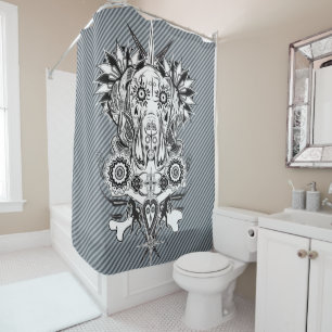 Black White Great Dane Muerte Bathroom Decor Shower Curtain