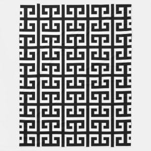 black white greek key blanket