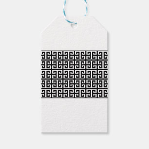 black white greek key gift tags