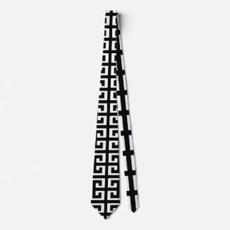 black white greek key mens necktie neck tie