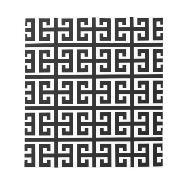 black white greek key notepad (Front)