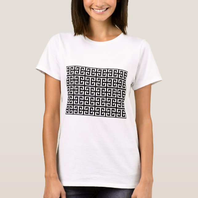 black white greek key T-Shirt (Front)
