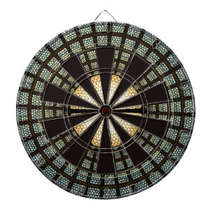 Black white green and red Moroccan Style pattern Dartboard