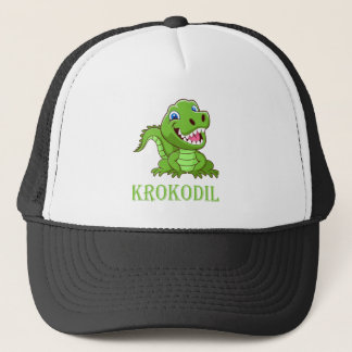 black white green crocodile trucker hat