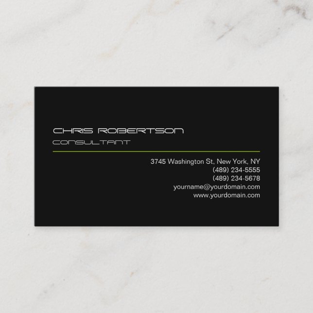 Black White Green Line Attractive Business Card (Front)