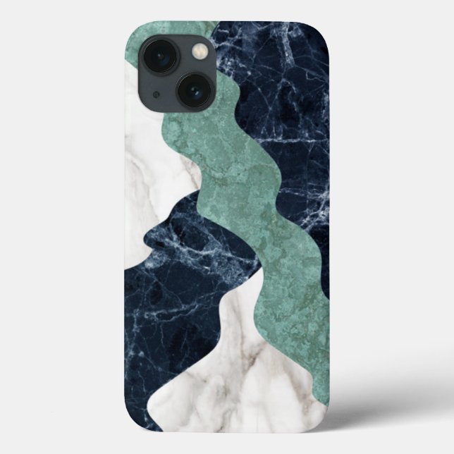 Black White Green Marble Texture Case-Mate iPhone Case (Back)