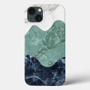 Black White Green Marble Texture iPhone 13 Case